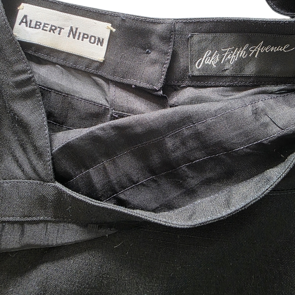 Albert Nipon x Saks Fifth Avenue Vintage Black Midi Dress - Silk/Linen - Size 4 - Picture 4 of 7